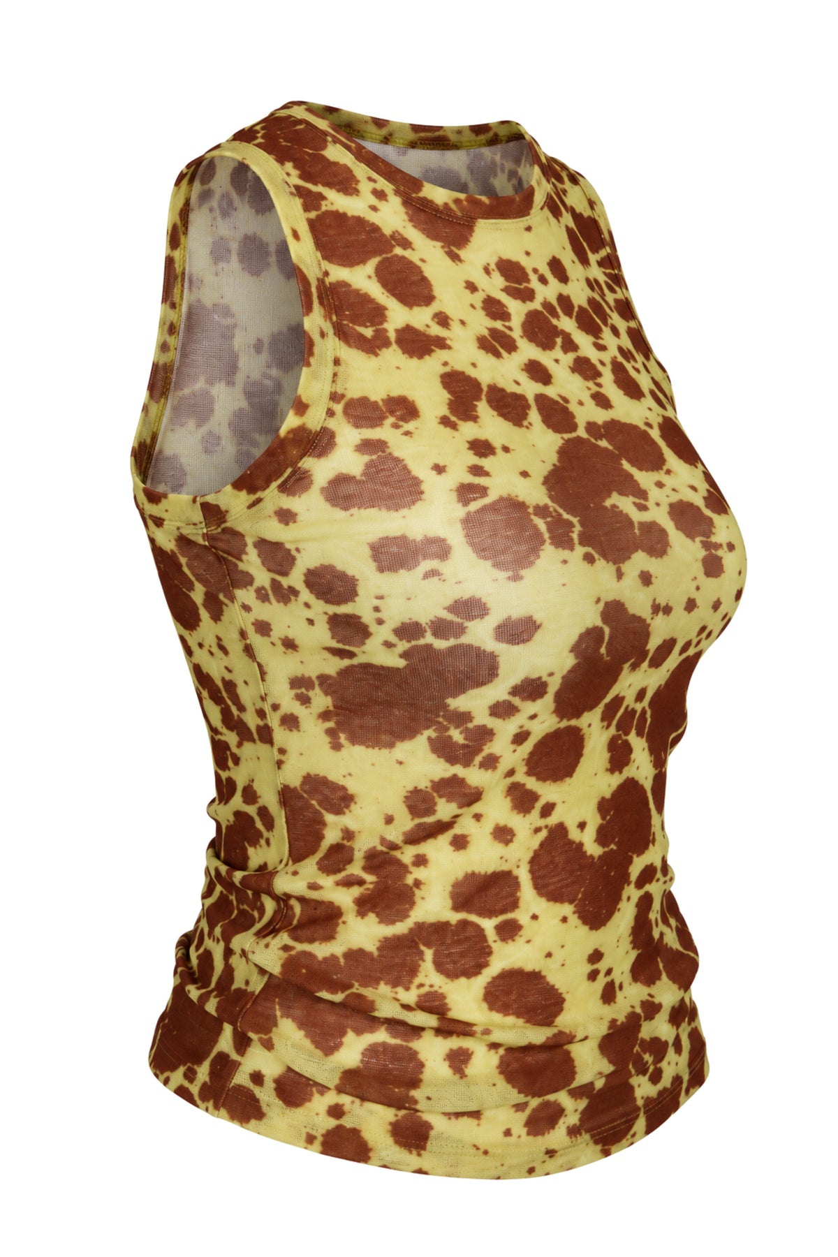 Nanushka Giraffe Print Sheer Mesh Tank Top