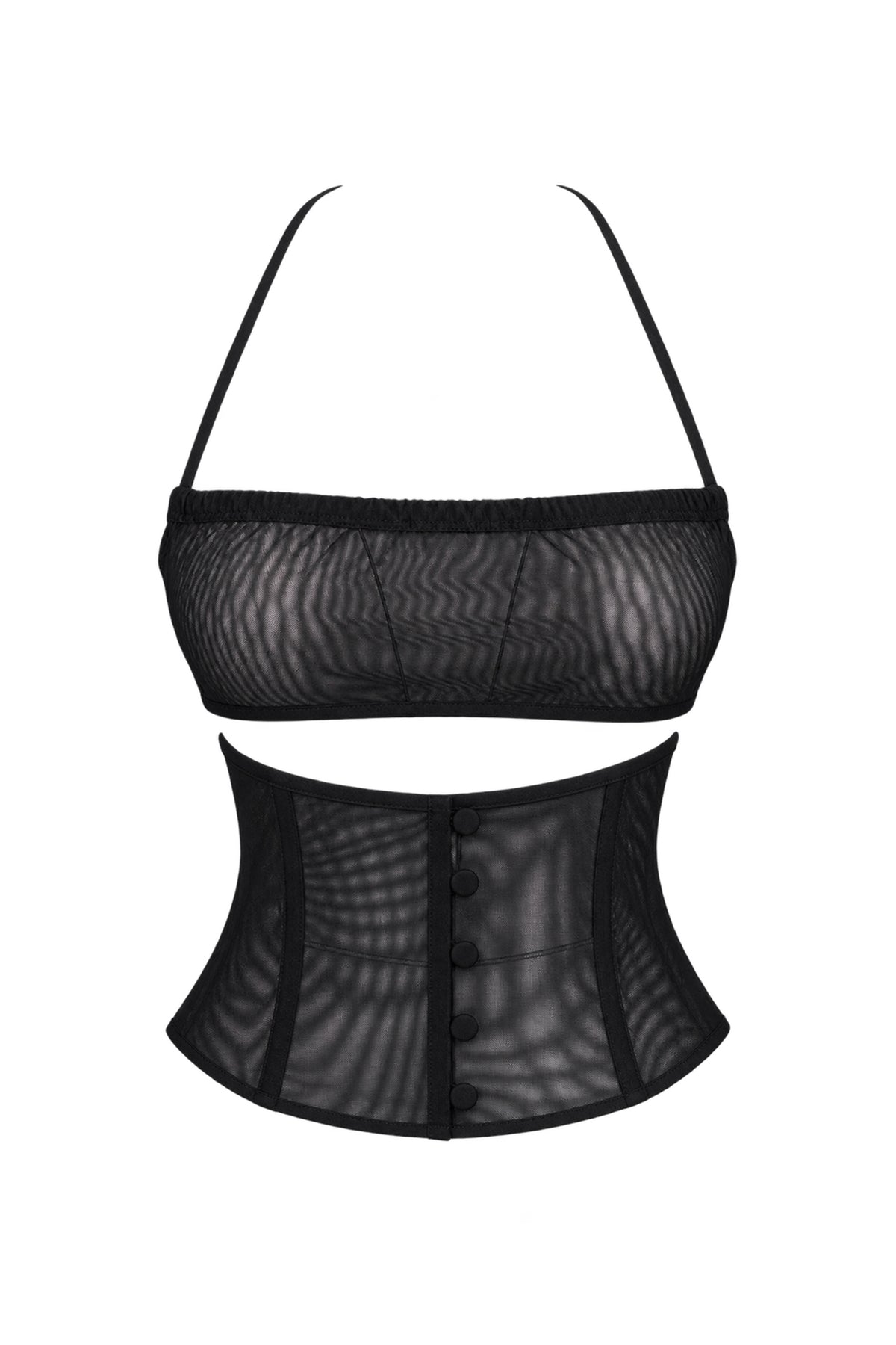 Cup of Stars Black Mesh Three-Piece Cut-Out Top Set