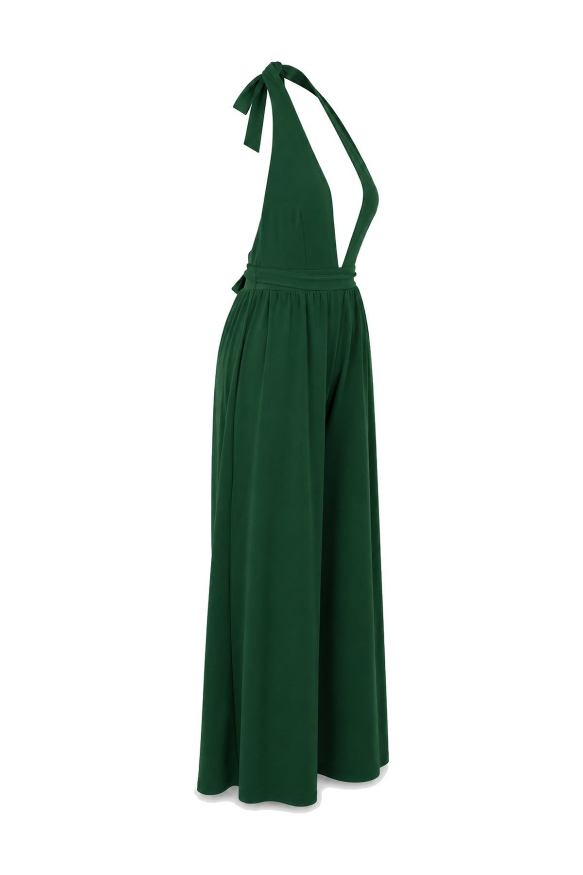 Urban Outfitters Forest Green Halter Wide-Leg Jumpsuit