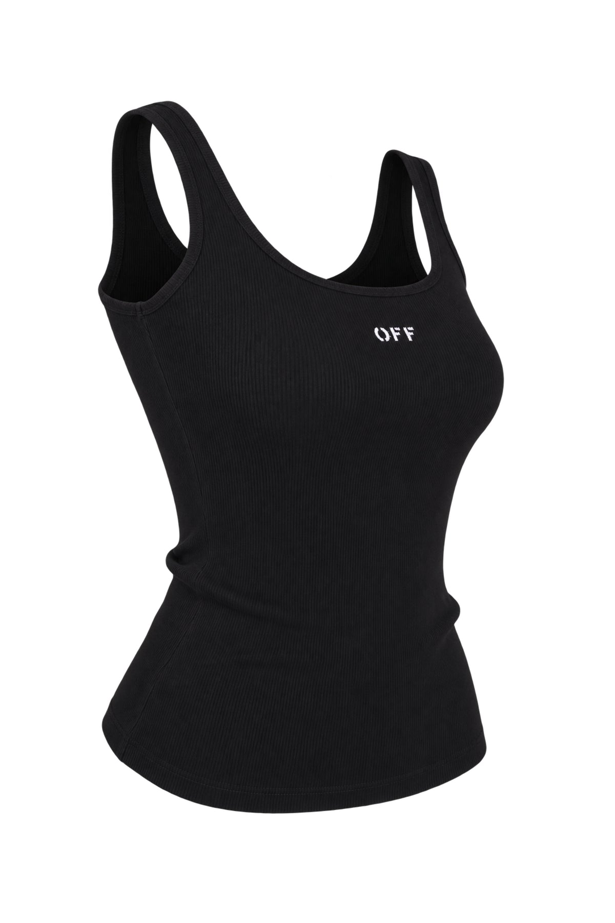 Off-White Black Ribbed Logo Tank Top