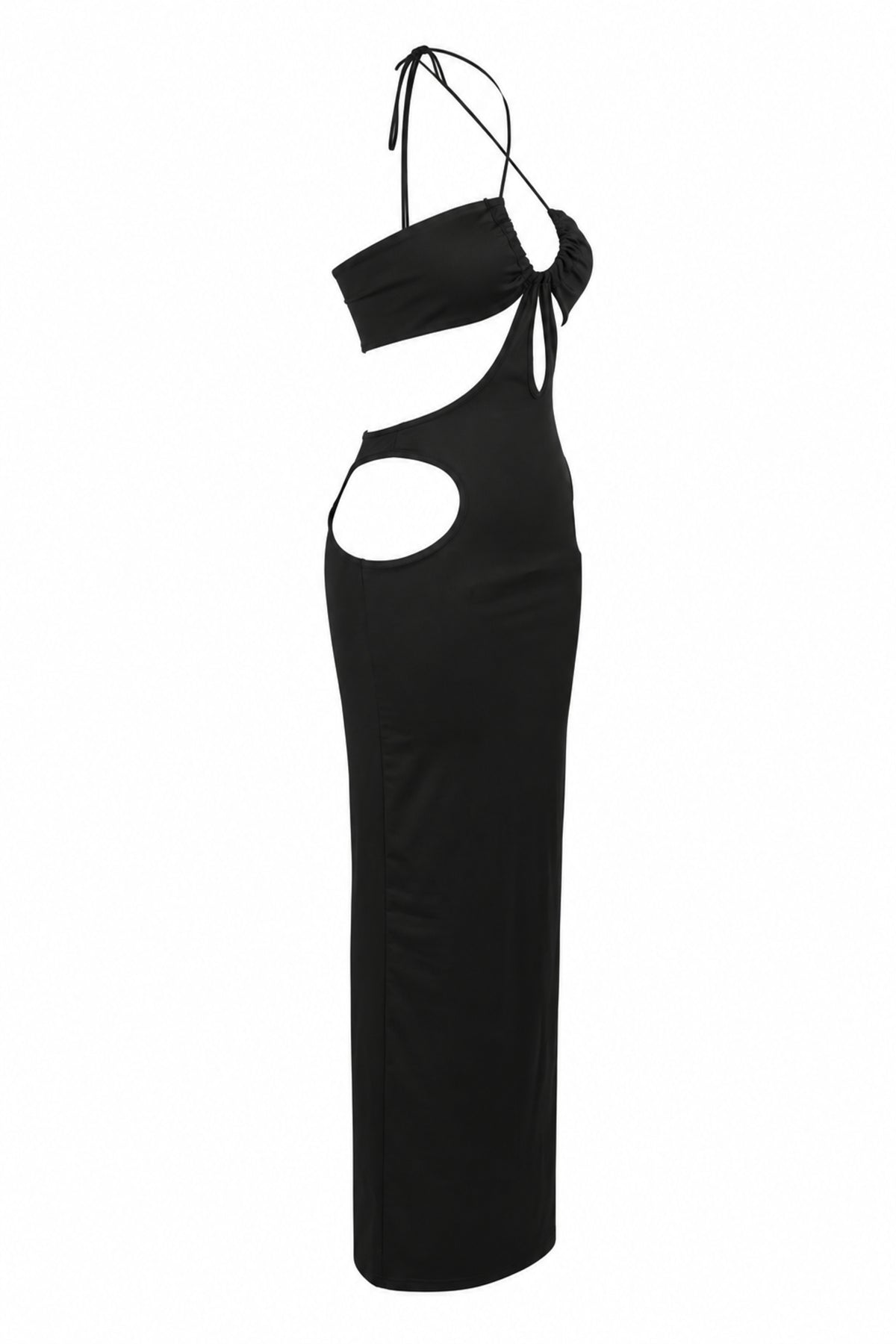 Solado Black Cut-Out Halter Maxi Dress