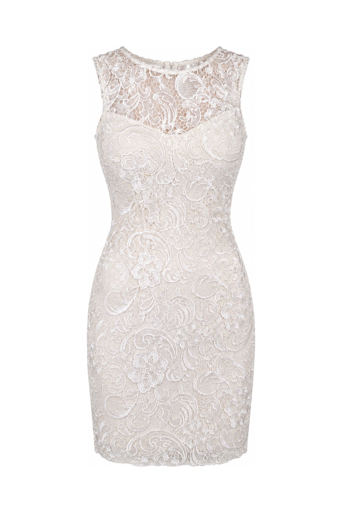 Lipsy Ivory Corded Lace Sleeveless Mini Dress