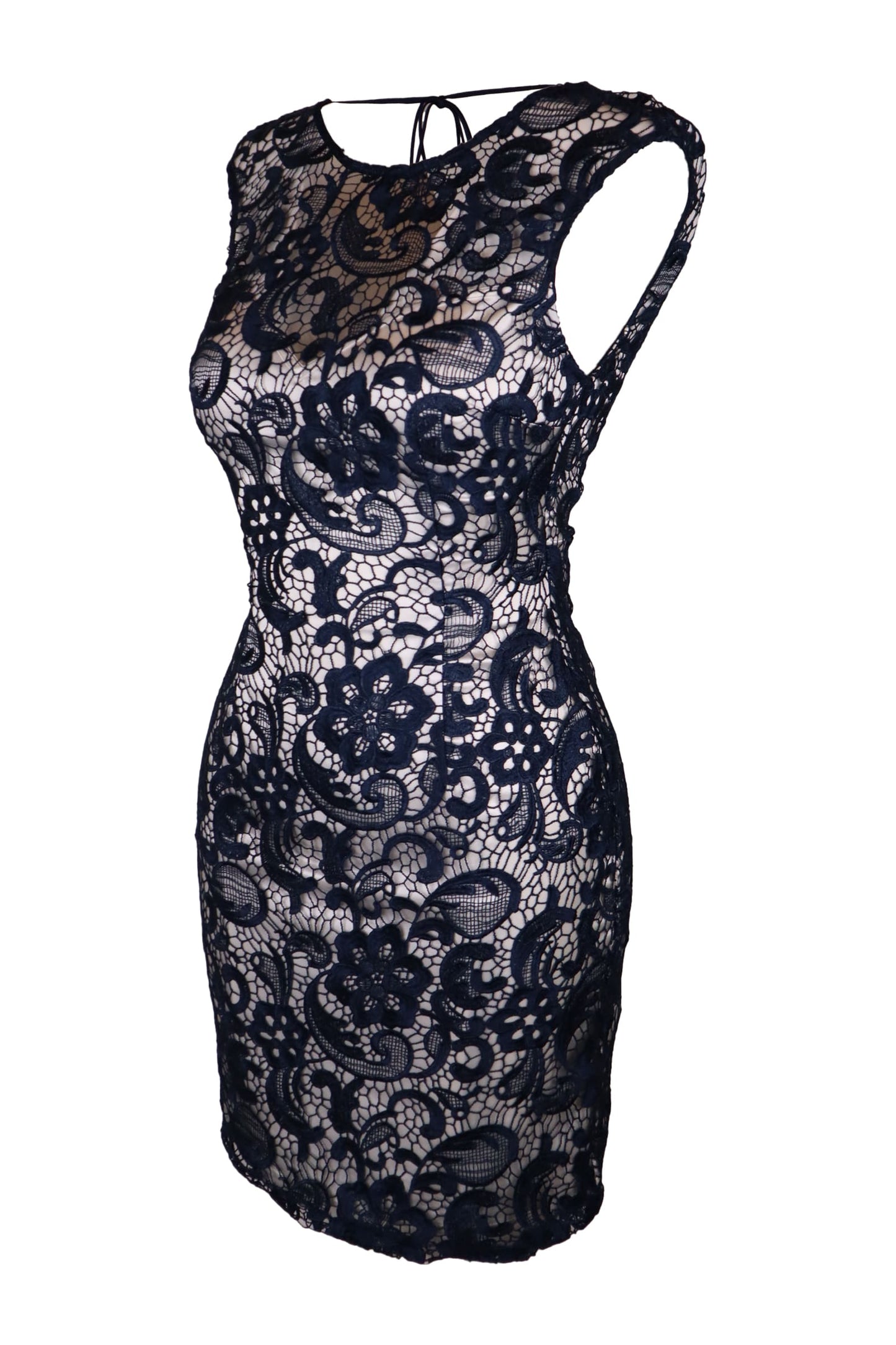 Lipsy Embroidered Lace Navy Dress