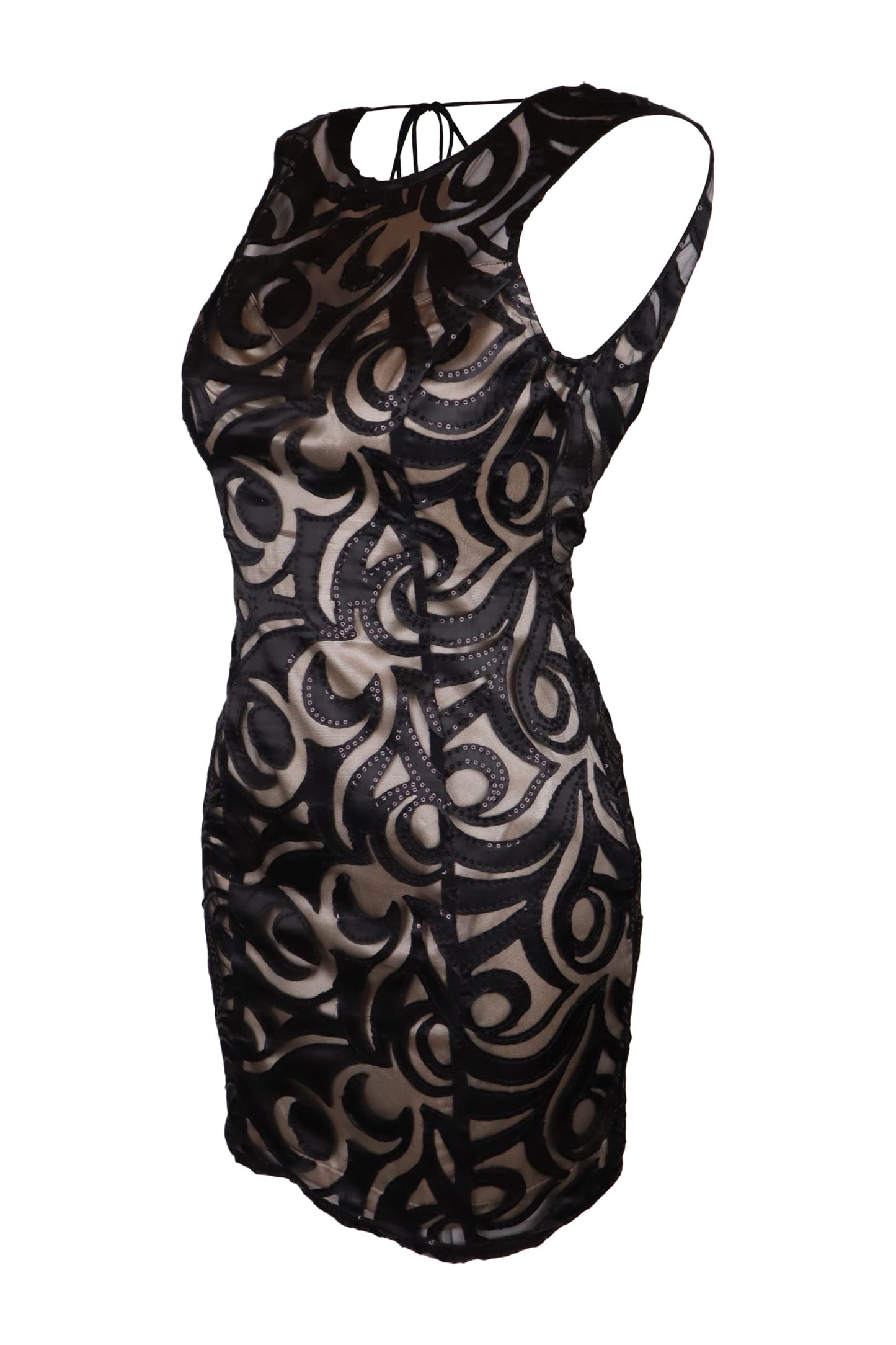 Lipsy Swirl Applique Black Dress