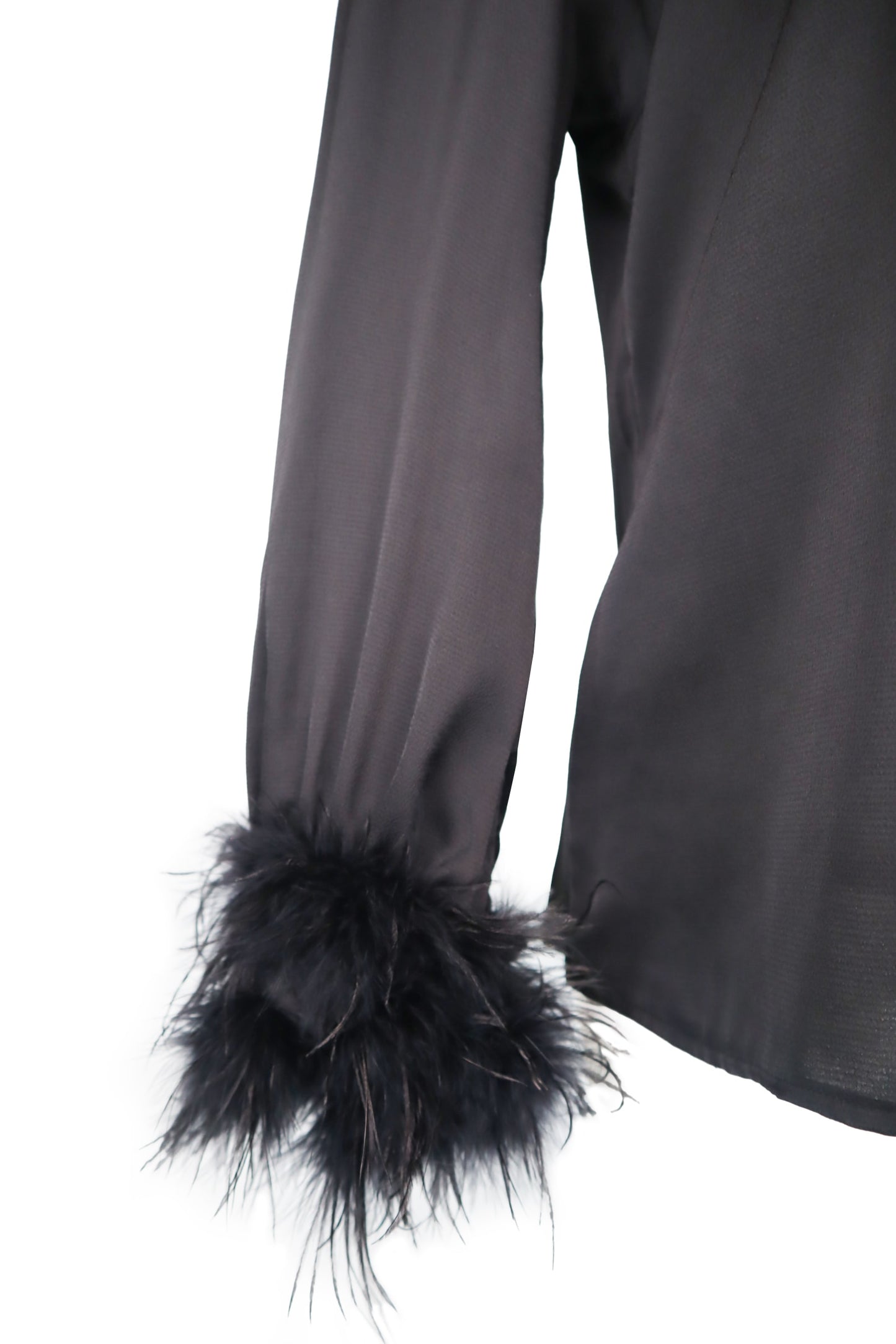 Unknown Feather Cuffed Shirt Top