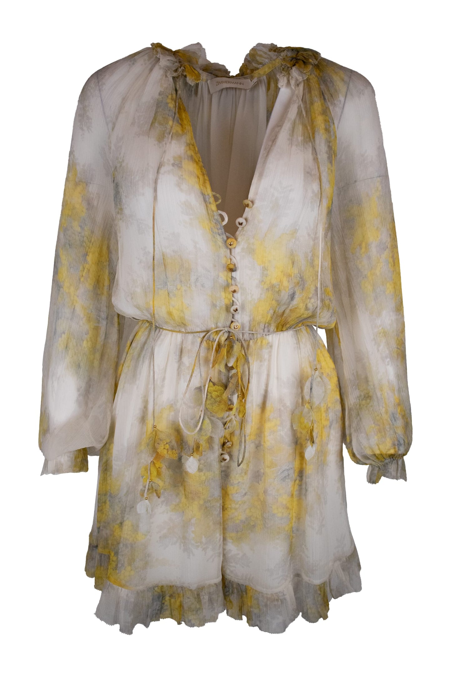 Zimmerman High Neck Floral Silk Dress