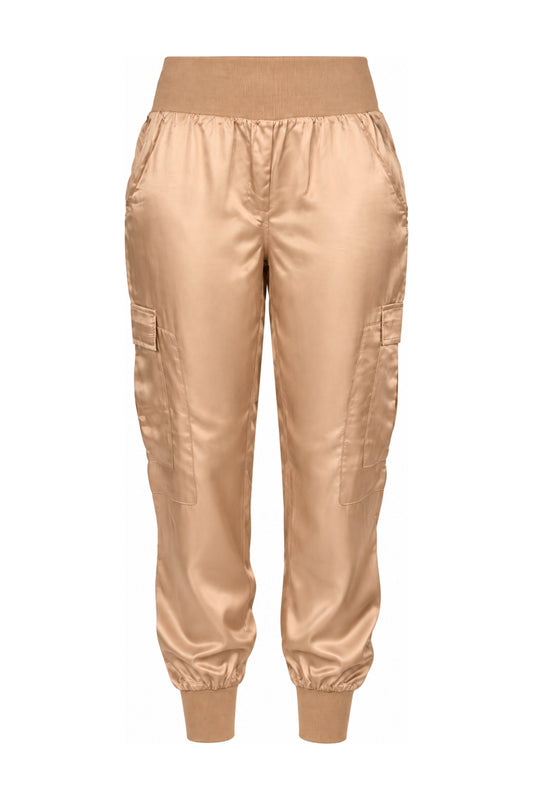 Cinq à Sept Champagne Satin Cargo Joggers