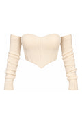 Ermanno Scervino Ivory Cashmere Bustier with Separate Sleeves