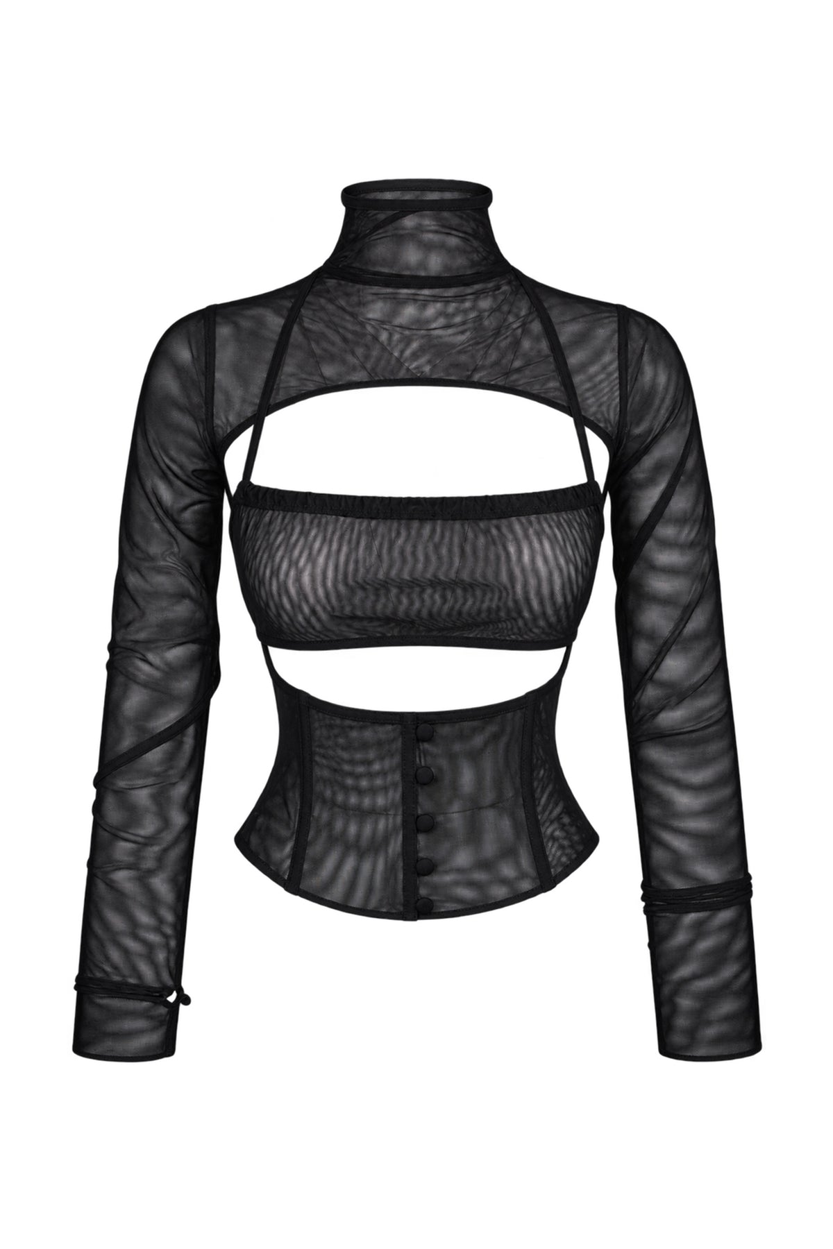 Cup of Stars Black Mesh Three-Piece Cut-Out Top Set