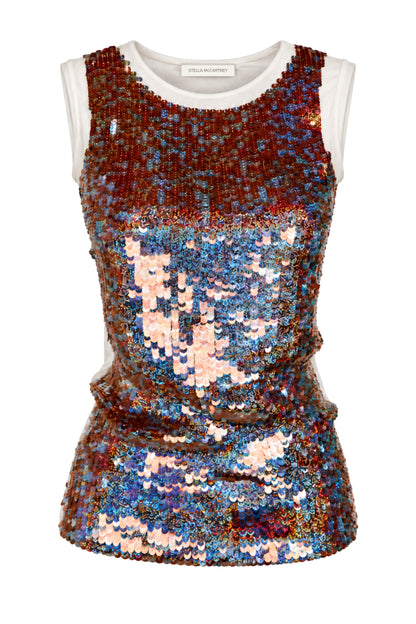 Stella McCartney Iridescent Sequin Silk Tank Top