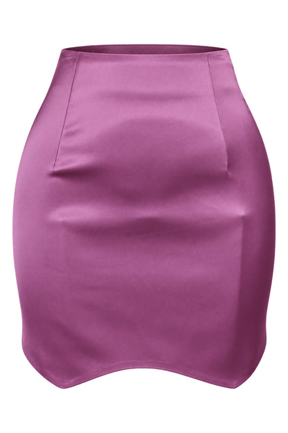 ILA Pink Satin Scalloped Hem Mini Skirt