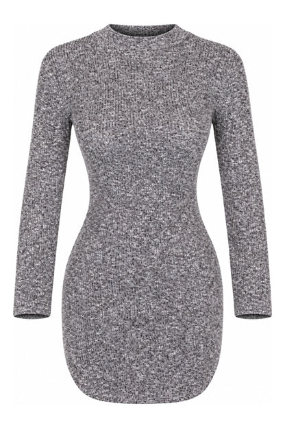 Necessary Clothing Grey Marl Rib Knit Bodycon Mini Dress