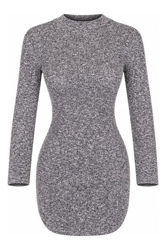 Necessary Clothing Grey Marl Rib Knit Bodycon Mini Dress