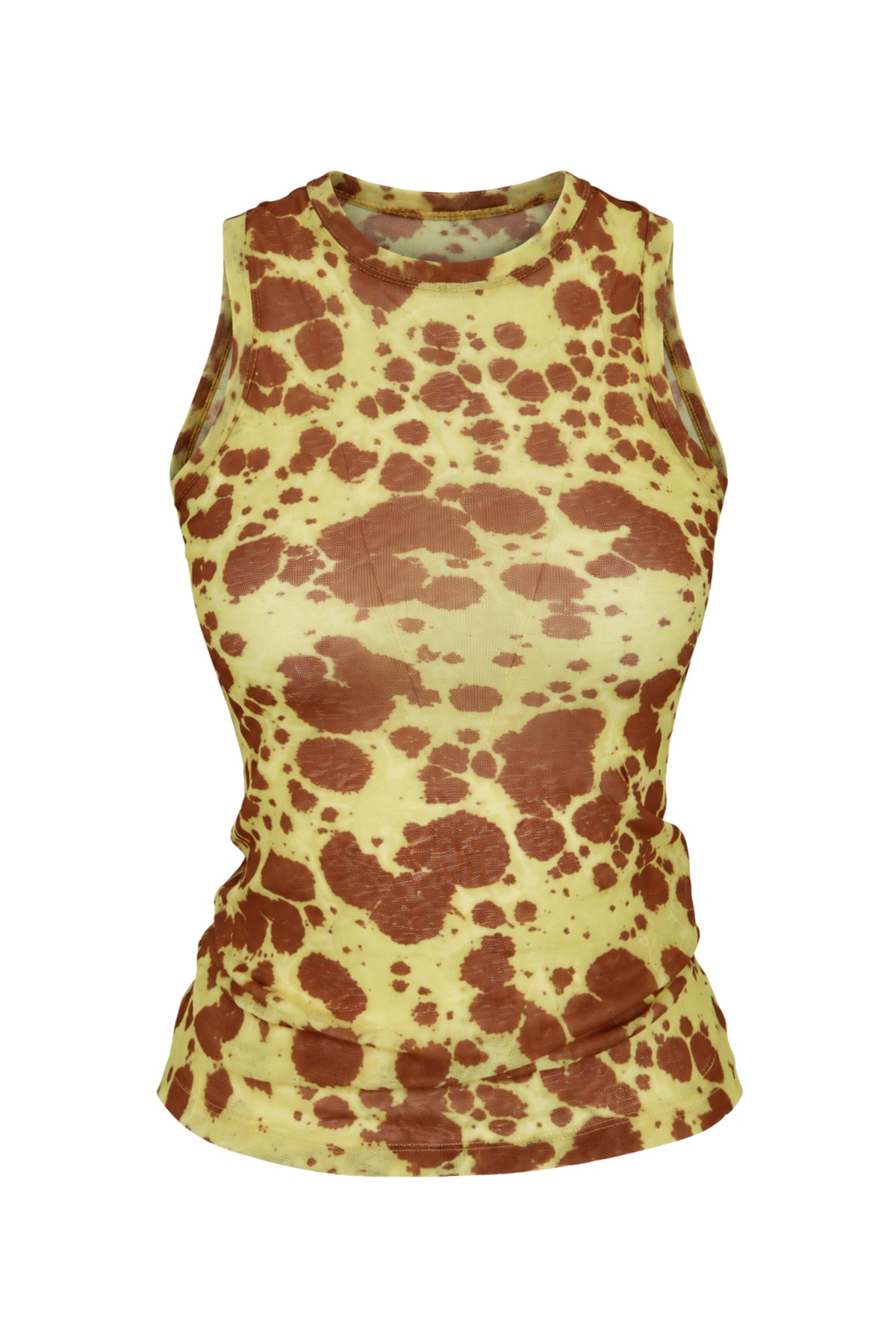 Nanushka Giraffe Print Sheer Mesh Tank Top