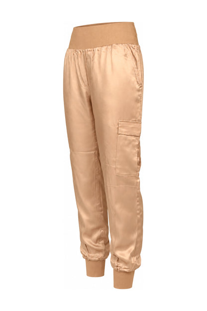Cinq à Sept Champagne Satin Cargo Joggers