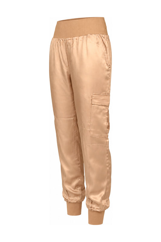Cinq à Sept Champagne Satin Cargo Joggers
