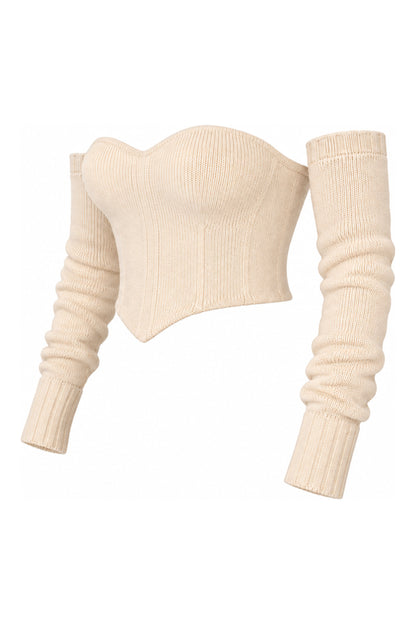 Ermanno Scervino Ivory Cashmere Bustier with Separate Sleeves