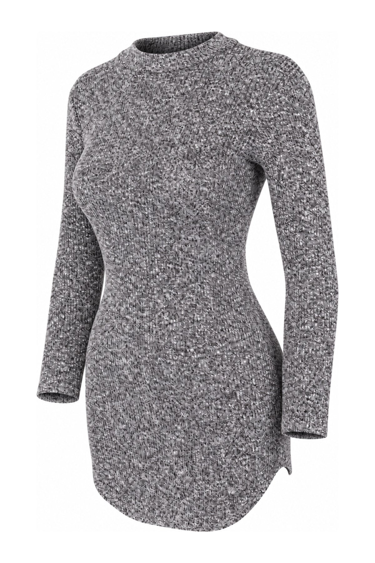Necessary Clothing Grey Marl Rib Knit Bodycon Mini Dress