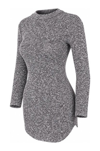 Necessary Clothing Grey Marl Rib Knit Bodycon Mini Dress