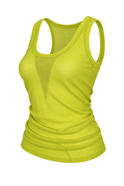 Joseph Chartreuse Sheer Fine Knit Tank Top