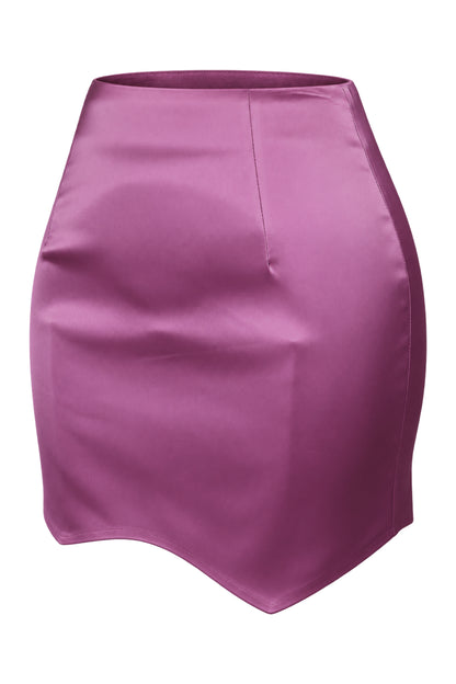 ILA Pink Satin Scalloped Hem Mini Skirt