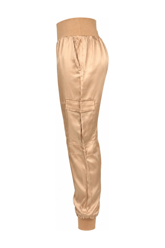 Cinq à Sept Champagne Satin Cargo Joggers