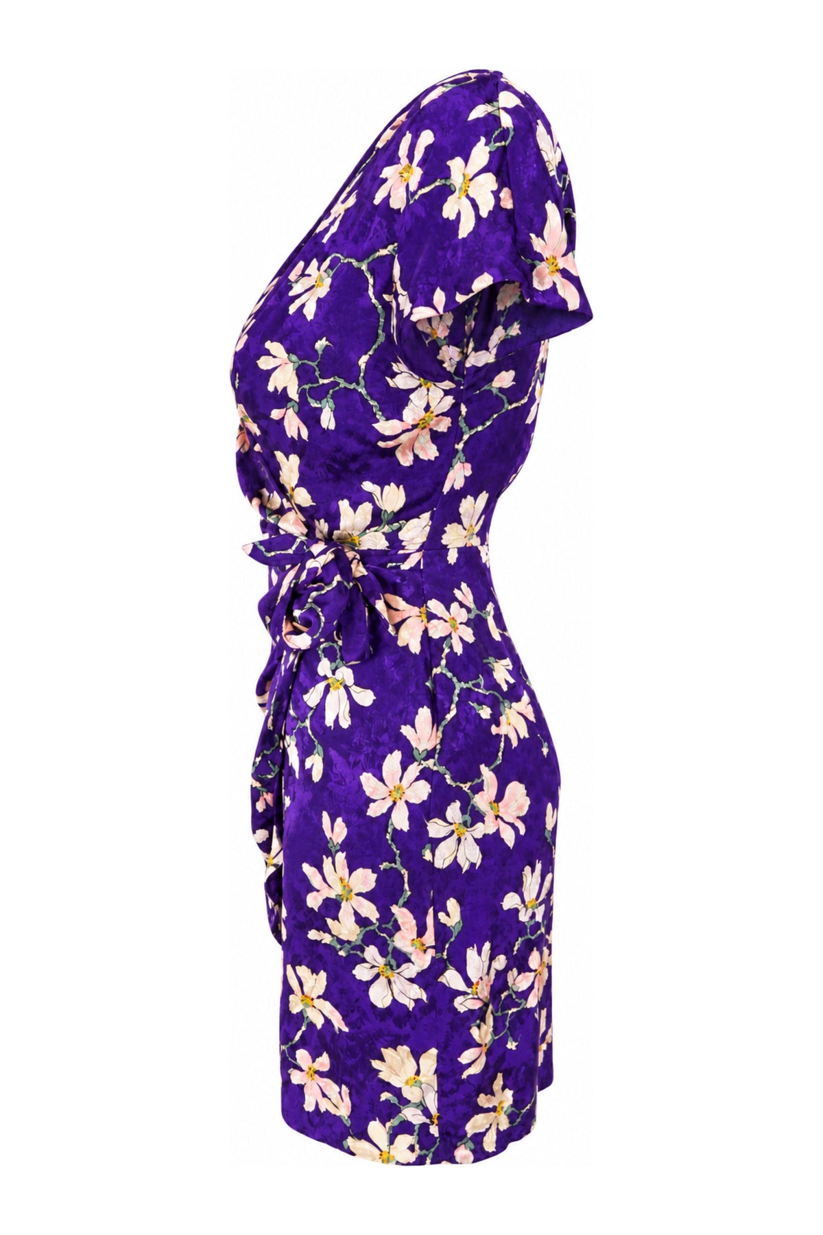 Mango Purple Floral Print Wrap Mini Dress