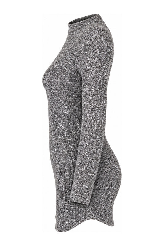 Necessary Clothing Grey Marl Rib Knit Bodycon Mini Dress