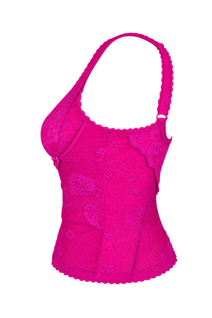 Balenciaga Hot Pink Lace Corset Top