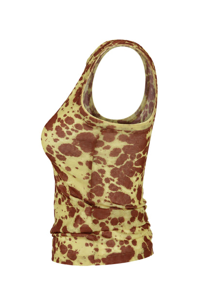 Nanushka Giraffe Print Sheer Mesh Tank Top