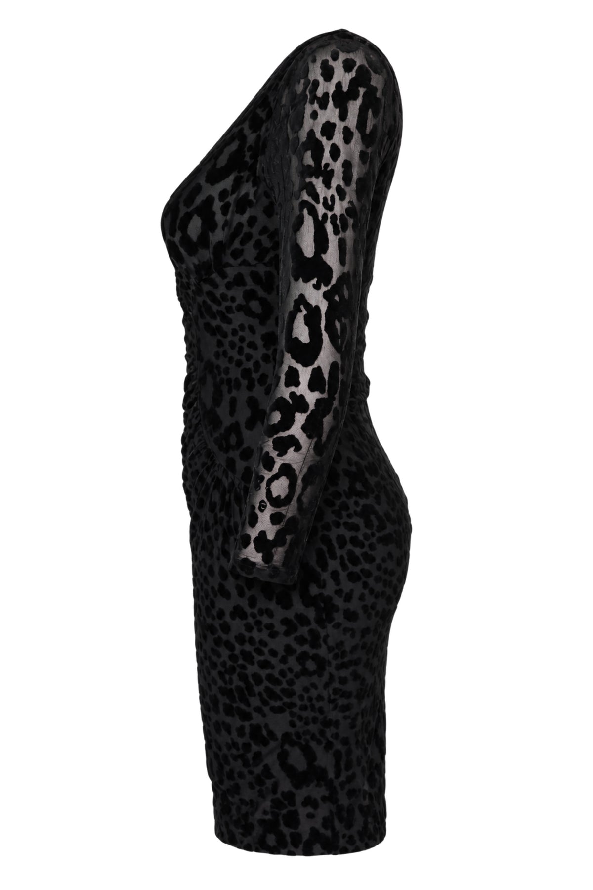 M&S Woman Black Flocked Leopard Bodycon Dress