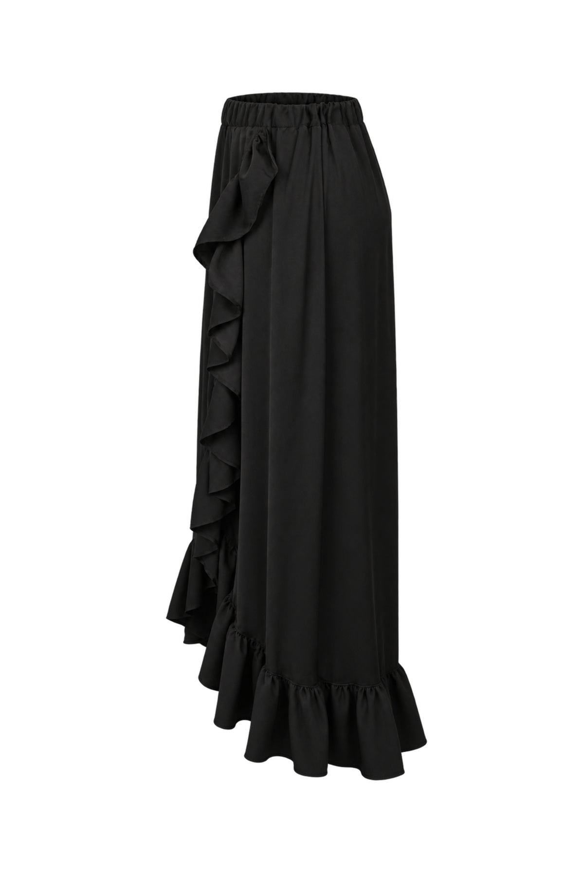 BSL Black Ruffle Wrap Maxi Skirt
