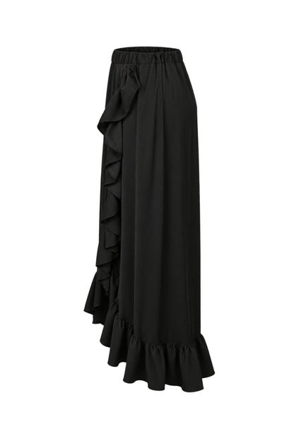 BSL Black Ruffle Wrap Maxi Skirt
