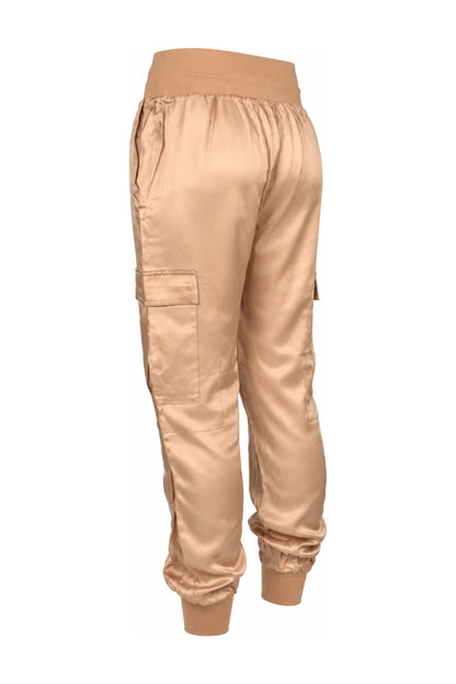 Cinq à Sept Champagne Satin Cargo Joggers
