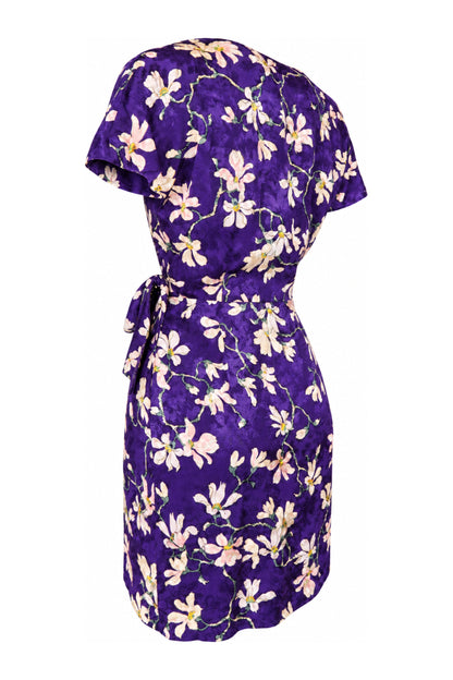 Mango Purple Floral Print Wrap Mini Dress