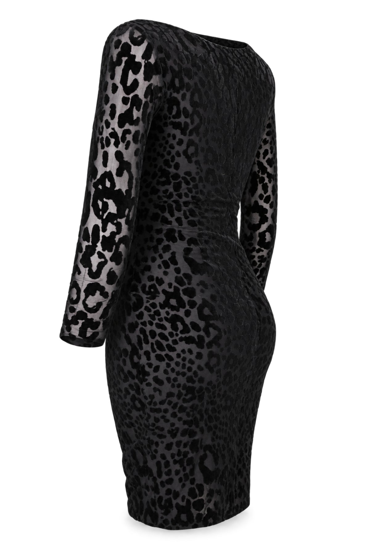 M&S Woman Black Flocked Leopard Bodycon Dress