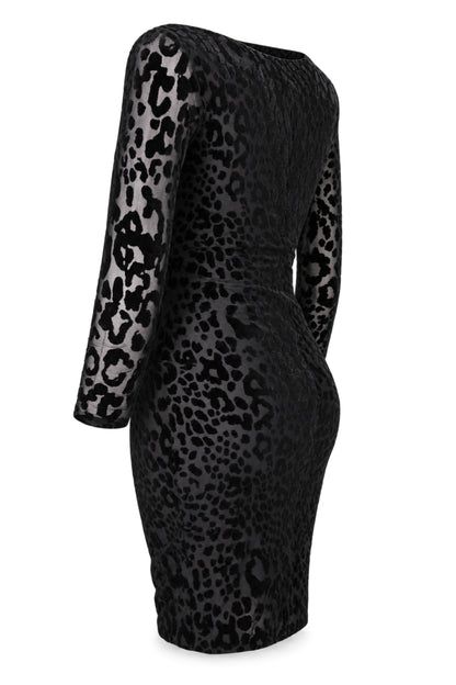 M&S Woman Black Flocked Leopard Bodycon Dress