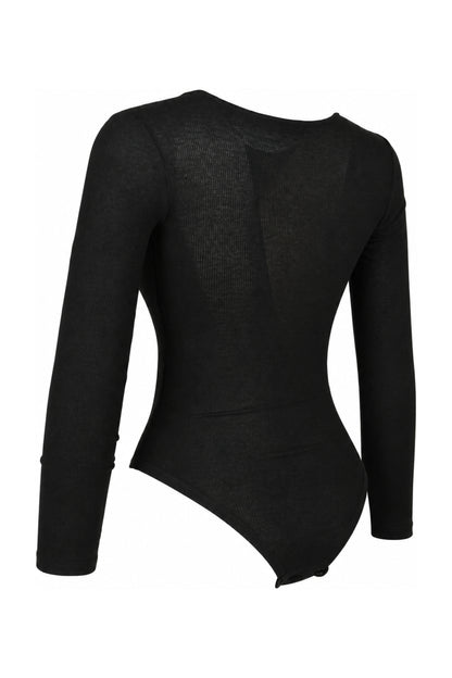 IAMNOTBASIC Black Ribbed Cut-Out Tie-Front Bodysuit
