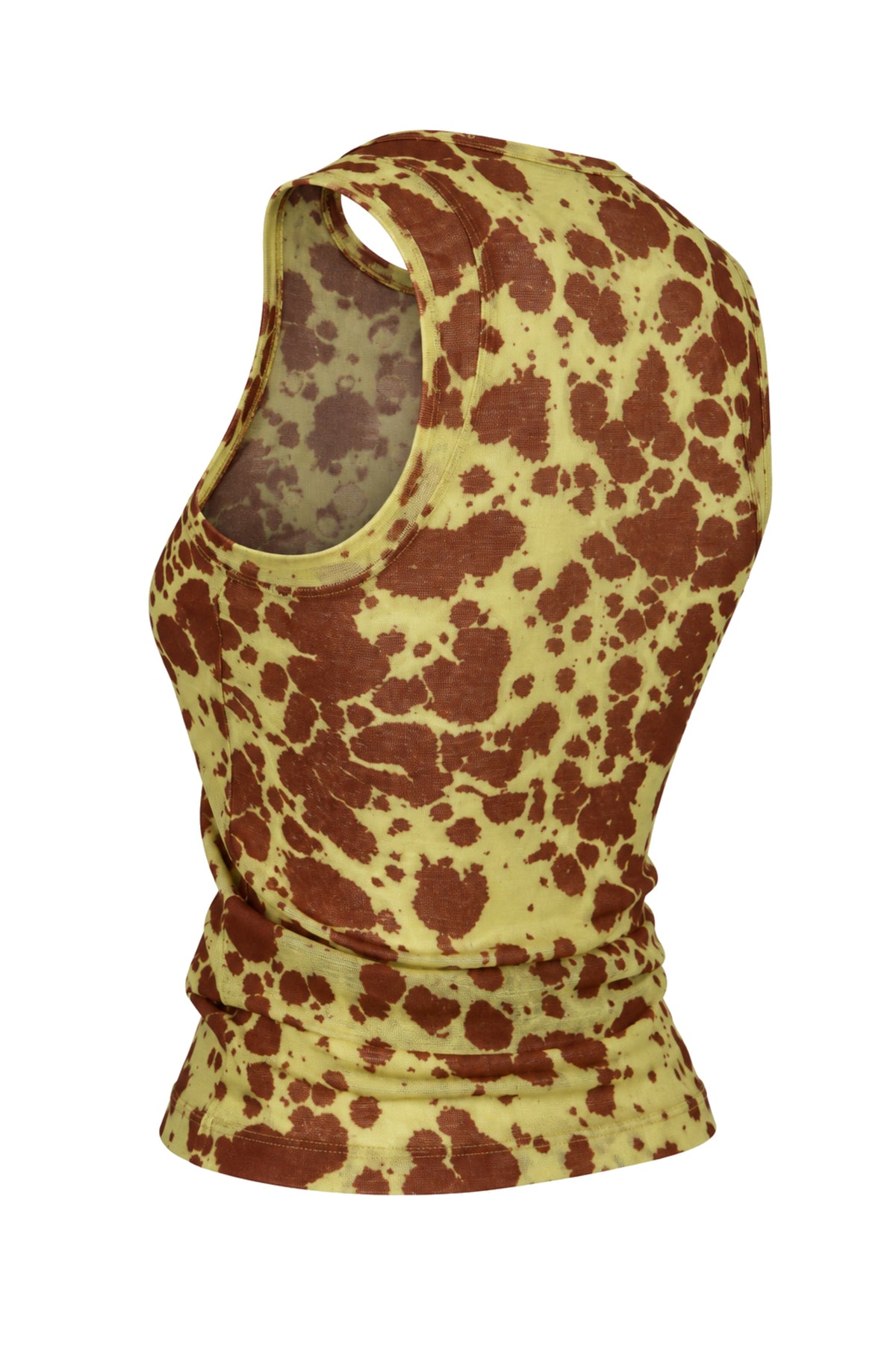 Nanushka Giraffe Print Sheer Mesh Tank Top