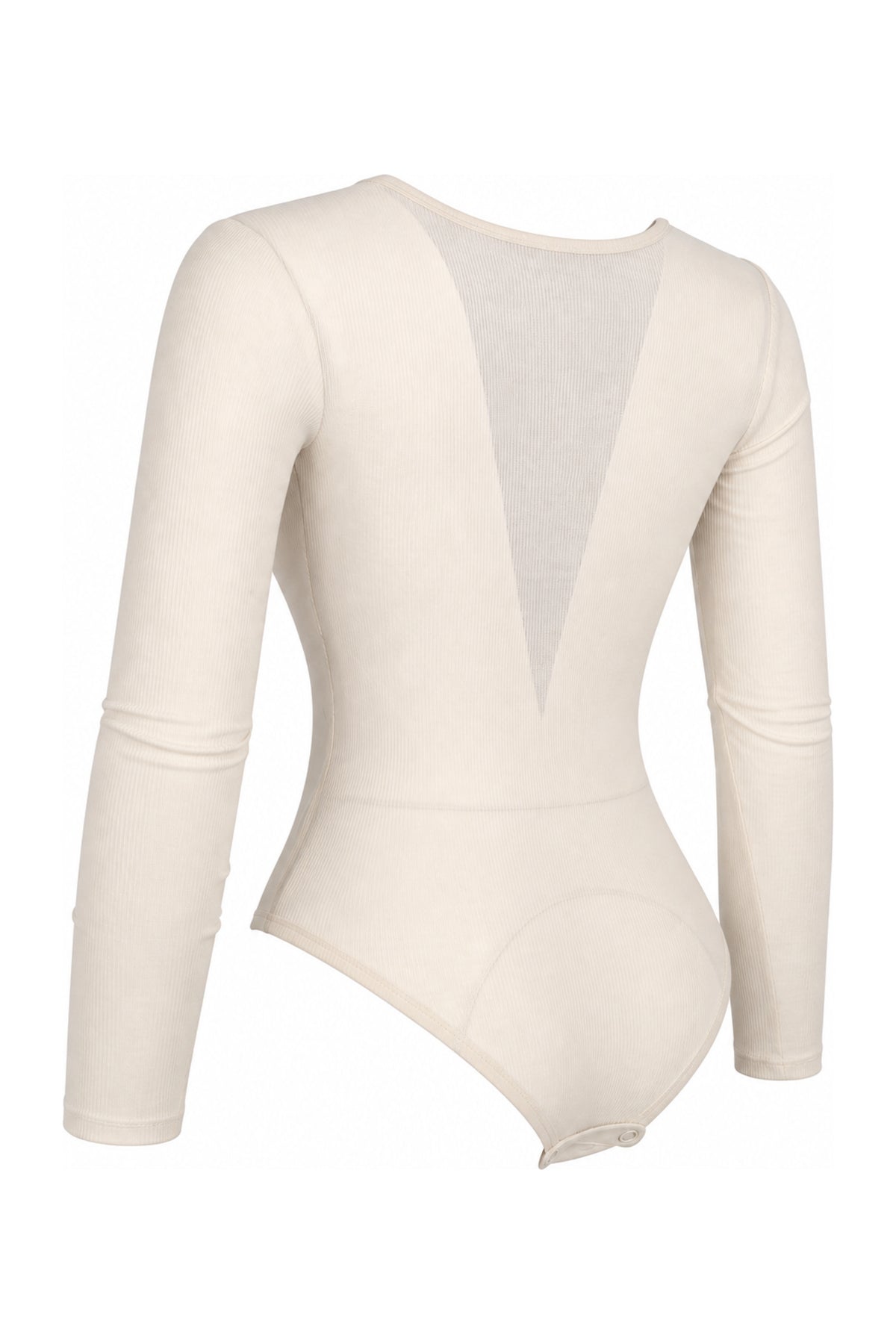 IAMNOTBASIC Cream Ribbed Cut-Out Tie-Front Bodysuit