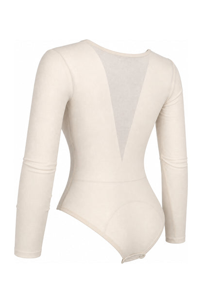 IAMNOTBASIC Cream Ribbed Cut-Out Tie-Front Bodysuit