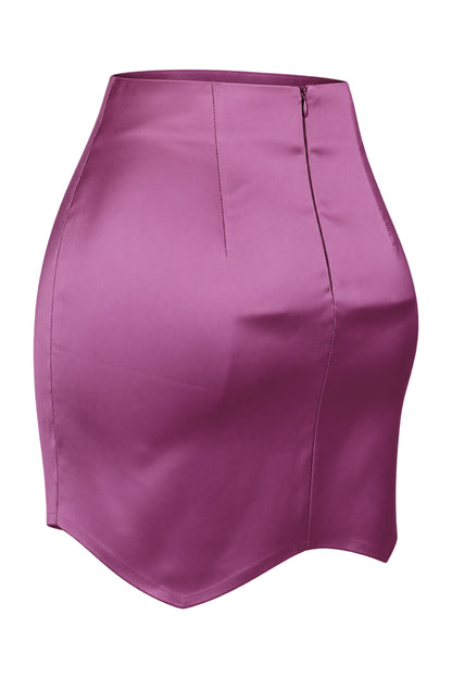 ILA Pink Satin Scalloped Hem Mini Skirt