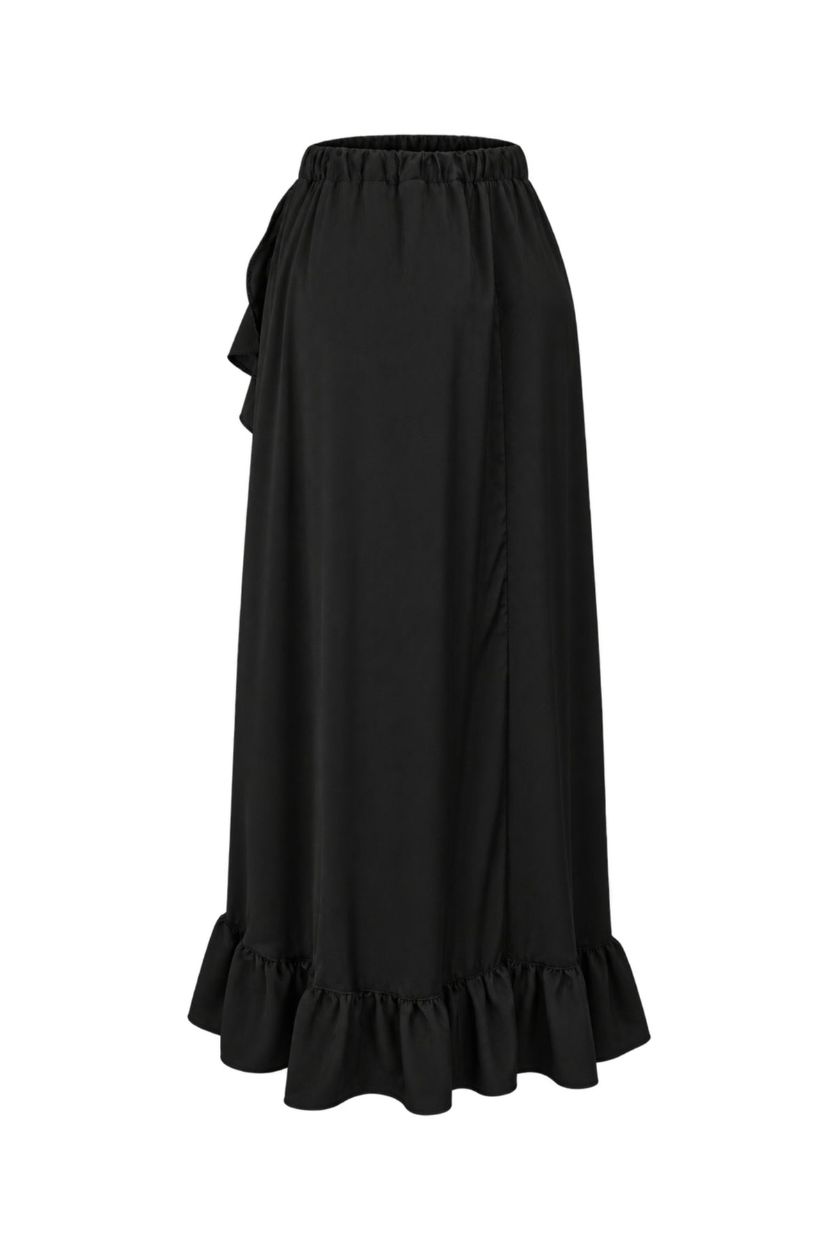 BSL Black Ruffle Wrap Maxi Skirt