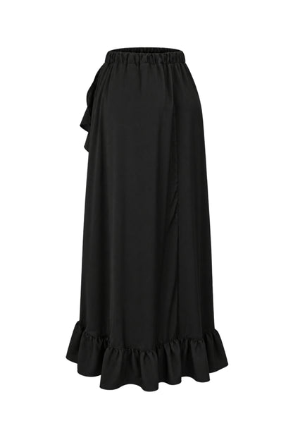 BSL Black Ruffle Wrap Maxi Skirt