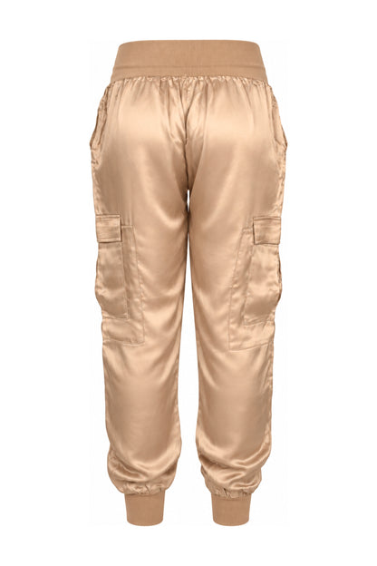 Cinq à Sept Champagne Satin Cargo Joggers