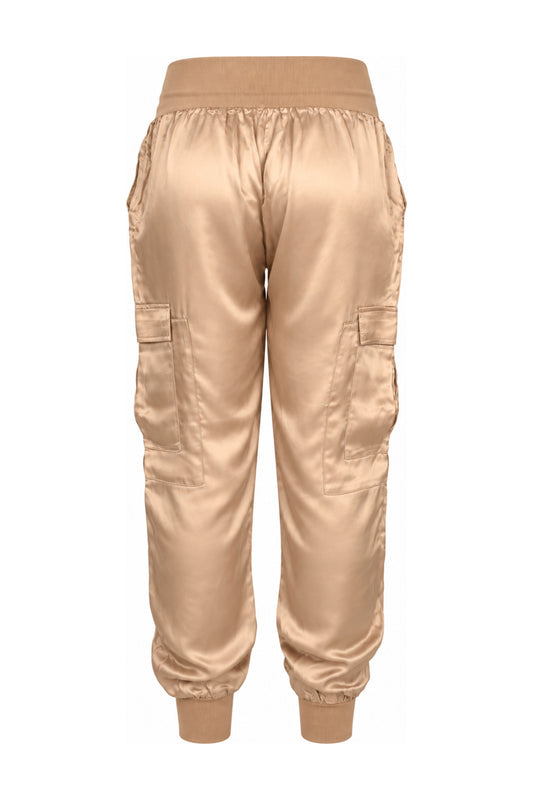 Cinq à Sept Champagne Satin Cargo Joggers