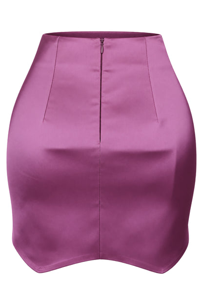 ILA Pink Satin Scalloped Hem Mini Skirt