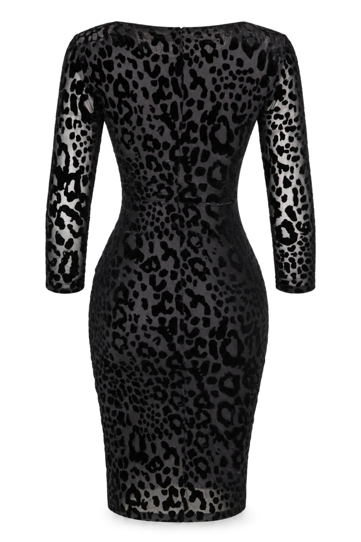 M&S Woman Black Flocked Leopard Bodycon Dress