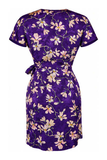 Mango Purple Floral Print Wrap Mini Dress