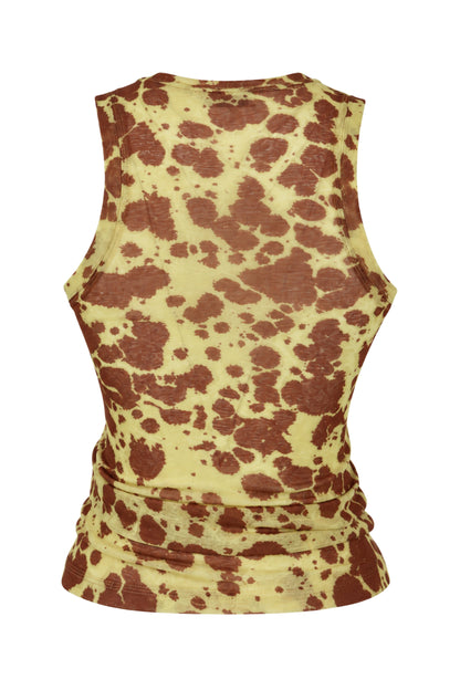 Nanushka Giraffe Print Sheer Mesh Tank Top